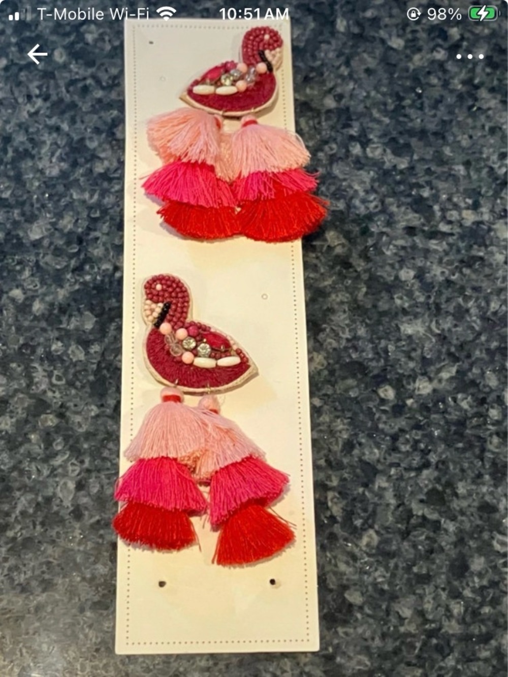 Stella & Dot Pink, Hot Pink & Red Flamingo Tassel Drop Earrings